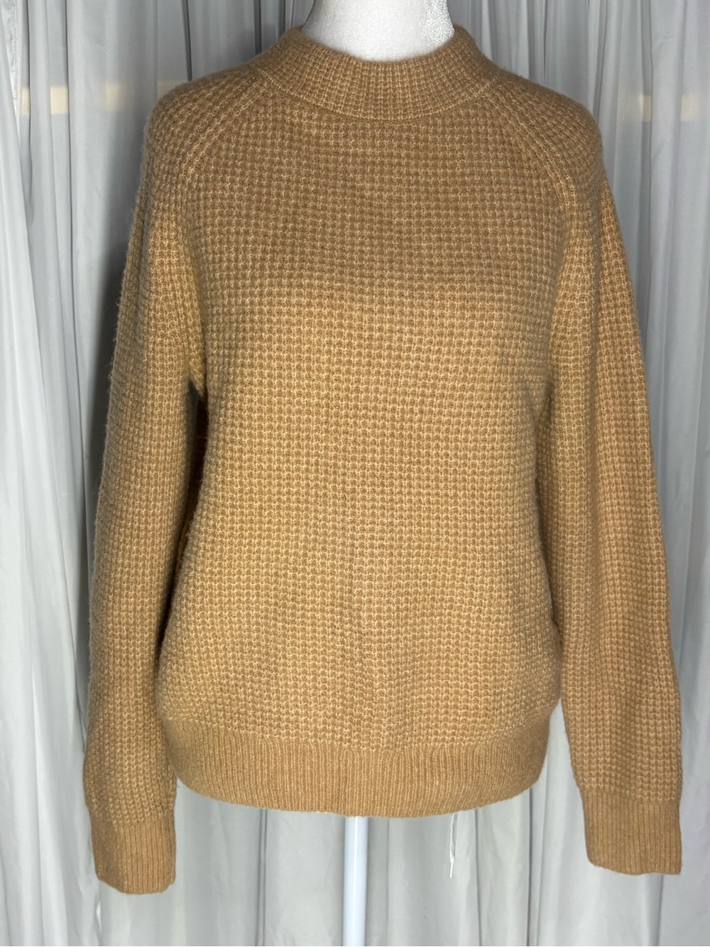 NWOT Banana Republic Camel Waffle-Knit Crewneck Sweater Size M